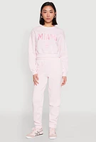 Womens Destination Graphic Sweatshirt, Pink,
