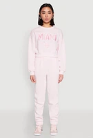 Womens Destination Graphic Sweatshirt, Pink,