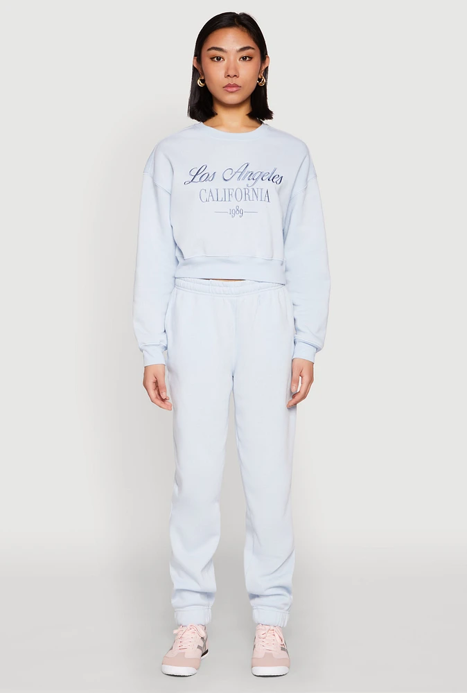 Womens Fold Over Waistband Joggers, Blue, Size XL