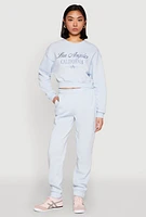 Womens Fold Over Waistband Joggers, Blue, Size XL