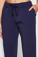 Womens Fold Over Waistband Joggers, Blue,