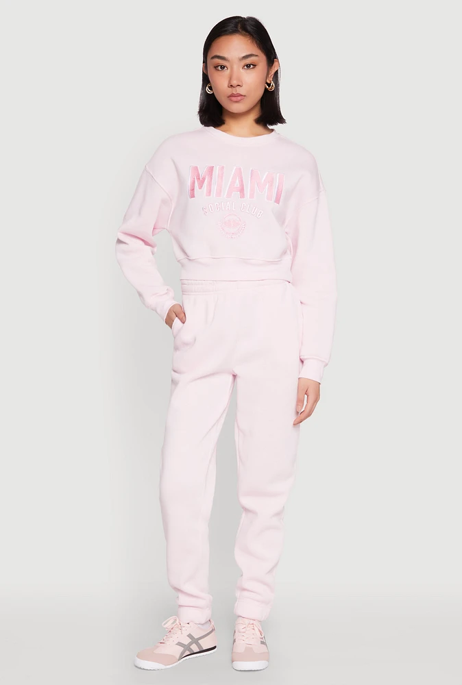 Womens Fold Over Waistband Joggers, Pink, Size M