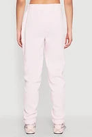 Womens Fold Over Waistband Joggers, Pink, Size M