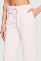 Womens Fold Over Waistband Joggers, Pink, Size M