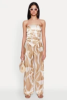 Womens Patterned Satin Strapless Top,
