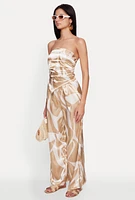 Womens Patterned Satin Strapless Top,