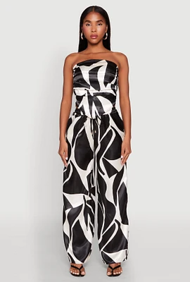 Womens Patterned Satin Palazzo Pants,