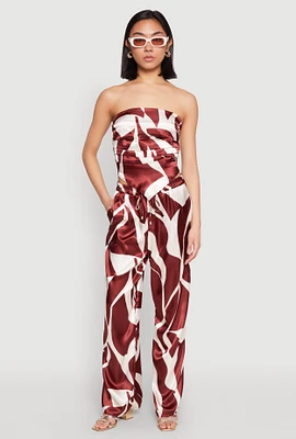 Womens Patterned Satin Palazzo Pants,
