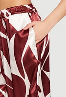 Womens Patterned Satin Palazzo Pants,