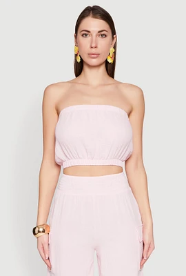 Womens Gauze Knit Tube Top, Pink, Size M