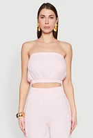 Womens Gauze Knit Tube Top, Pink, Size M