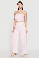 Womens Gauze Knit Tube Top, Pink, Size M
