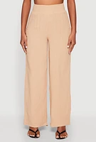 Womens Gauze Knit Cargo Pocket Pants, Khaki, Size XL