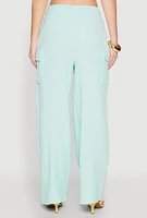 Womens Gauze Knit Cargo Pocket Pants,