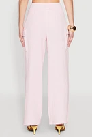 Womens Gauze Knit Cargo Pocket Pants, Pink,