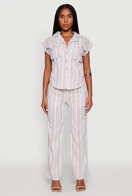 Womens Striped Straight Leg Pants, Multi,