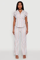 Womens Striped Straight Leg Pants, Multi,