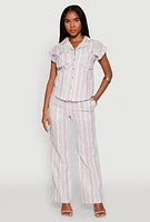 Womens Striped Straight Leg Pants, Multi,