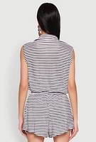 Womens Plisse Printed Pattern Tie Front Shirt, White, Size XL