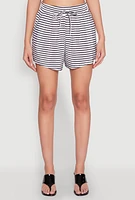 Womens Plisse Printed Pattern Shorts, White, Size XL