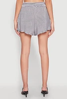 Womens Plisse Printed Pattern Shorts, White, Size XL