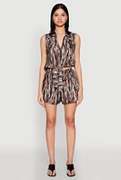 Womens Plisse Printed Pattern Shorts,