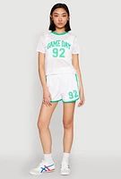 Womens Contrast Trim Graphic Print Mesh Jersey, White, Size L