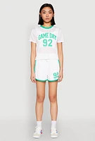 Womens Contrast Trim Graphic Print Mesh Jersey, White, Size L