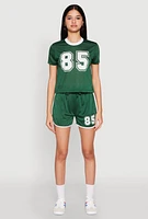 Womens Contrast Trim Graphic Print Mesh Jersey, Green, Size S