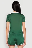 Womens Contrast Trim Graphic Print Mesh Jersey, Green, Size S