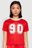 Womens Contrast Trim Graphic Print Mesh Jersey, XL