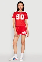 Womens Contrast Trim Graphic Print Mesh Jersey, XL