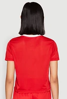 Womens Contrast Trim Graphic Print Mesh Jersey, XL