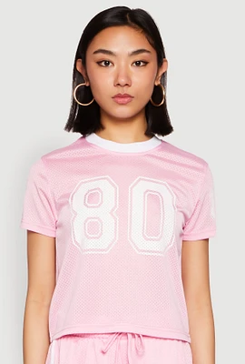 Womens Contrast Trim Graphic Print Mesh Jersey,