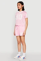 Womens Contrast Trim Graphic Print Mesh Jersey,