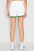 Womens Contrast Trim Jersey Mesh Dolphin Shorts, White, Size M