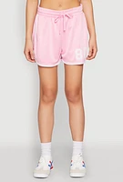 Womens Contrast Trim Jersey Mesh Dolphin Shorts, Pink, Size XL