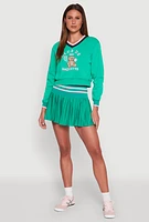 Womens Varsity Stripe Waistband Tennis Skirt, Green,