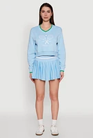 Womens Graphic V Neck Varsity Sweatshirt,
