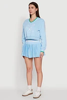 Womens Graphic V Neck Varsity Sweatshirt,