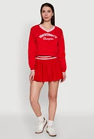 Womens Graphic V Neck Varsity Sweatshirt, XL