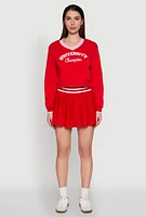 Womens Graphic V Neck Varsity Sweatshirt, XL