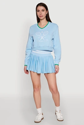 Womens Varsity Striped Waistband Tennis Skirt,