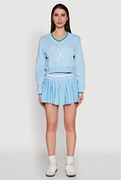 Womens Varsity Striped Waistband Tennis Skirt,