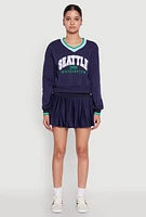 Womens Varsity Striped Waistband Tennis Skirt,
