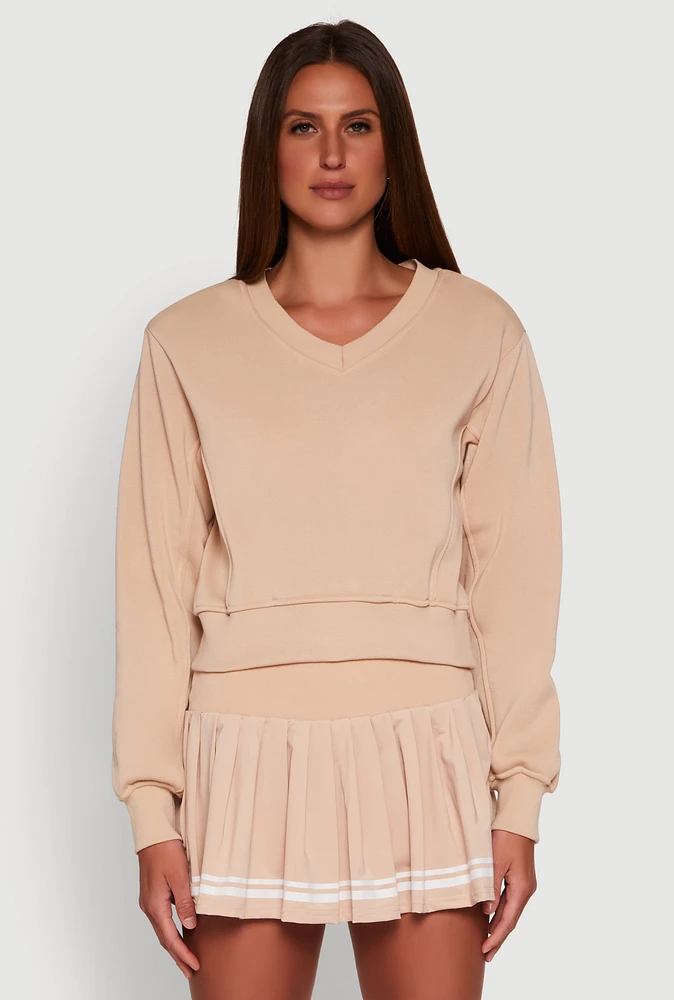 Womens Long Sleeve V Neck Sweatshirt,
