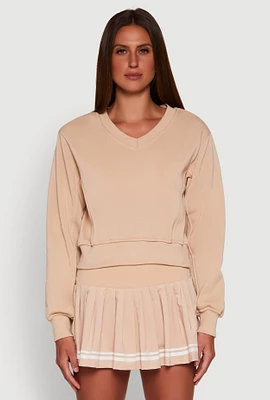 Womens Long Sleeve V Neck Sweatshirt,