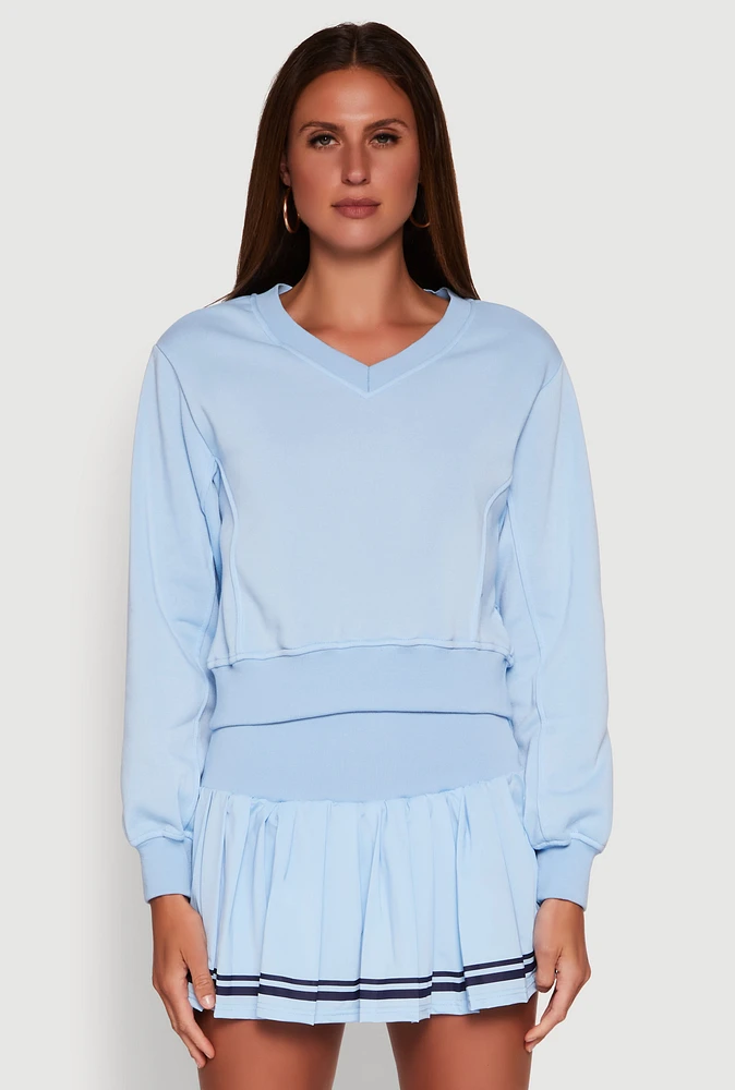 Womens Long Sleeve V Neck Sweatshirt, XL