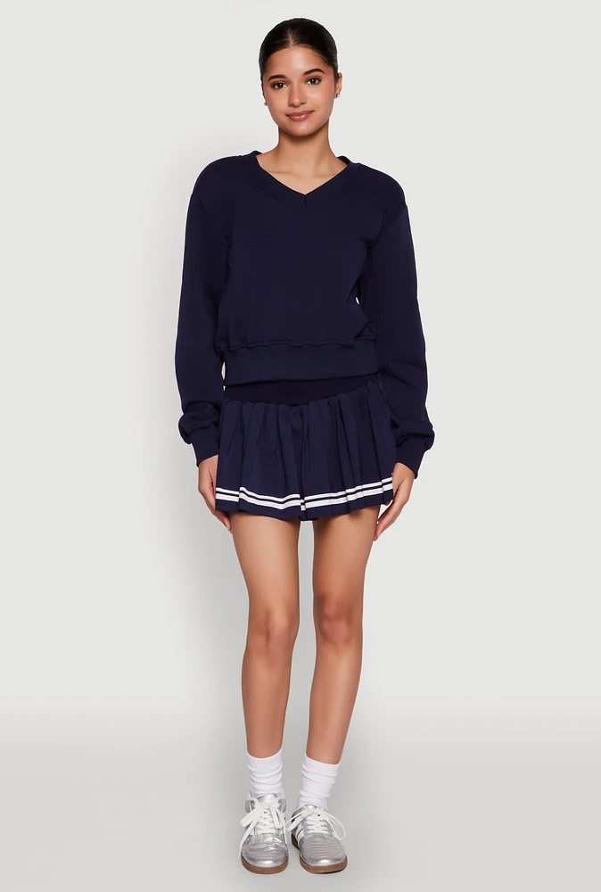 Womens Varsity Stripe High Waisted Pleated Skirt,