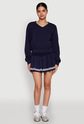 Womens Varsity Stripe High Waisted Pleated Skirt,
